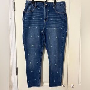 No Boundaries Blue Skinny Jeans with Daisy Pattern